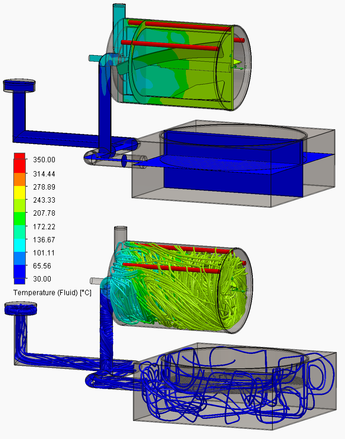 pražičky kávy- coffee roasting machines- Čerstvo pražená káva-Simulation of fluid temperature